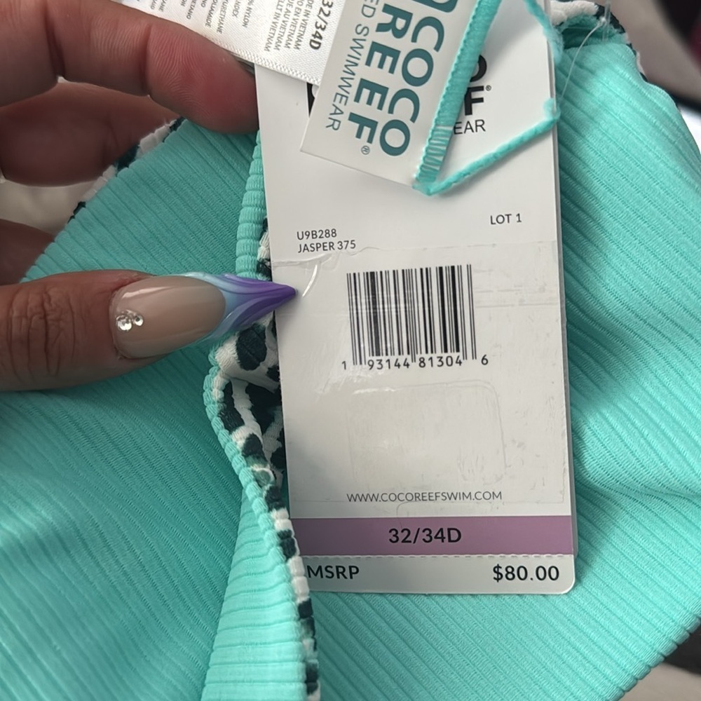 Coco Reef Verso Bra Sized Twist Reversible Underwire Bikini Top 32/34D - Picture 5 of 5